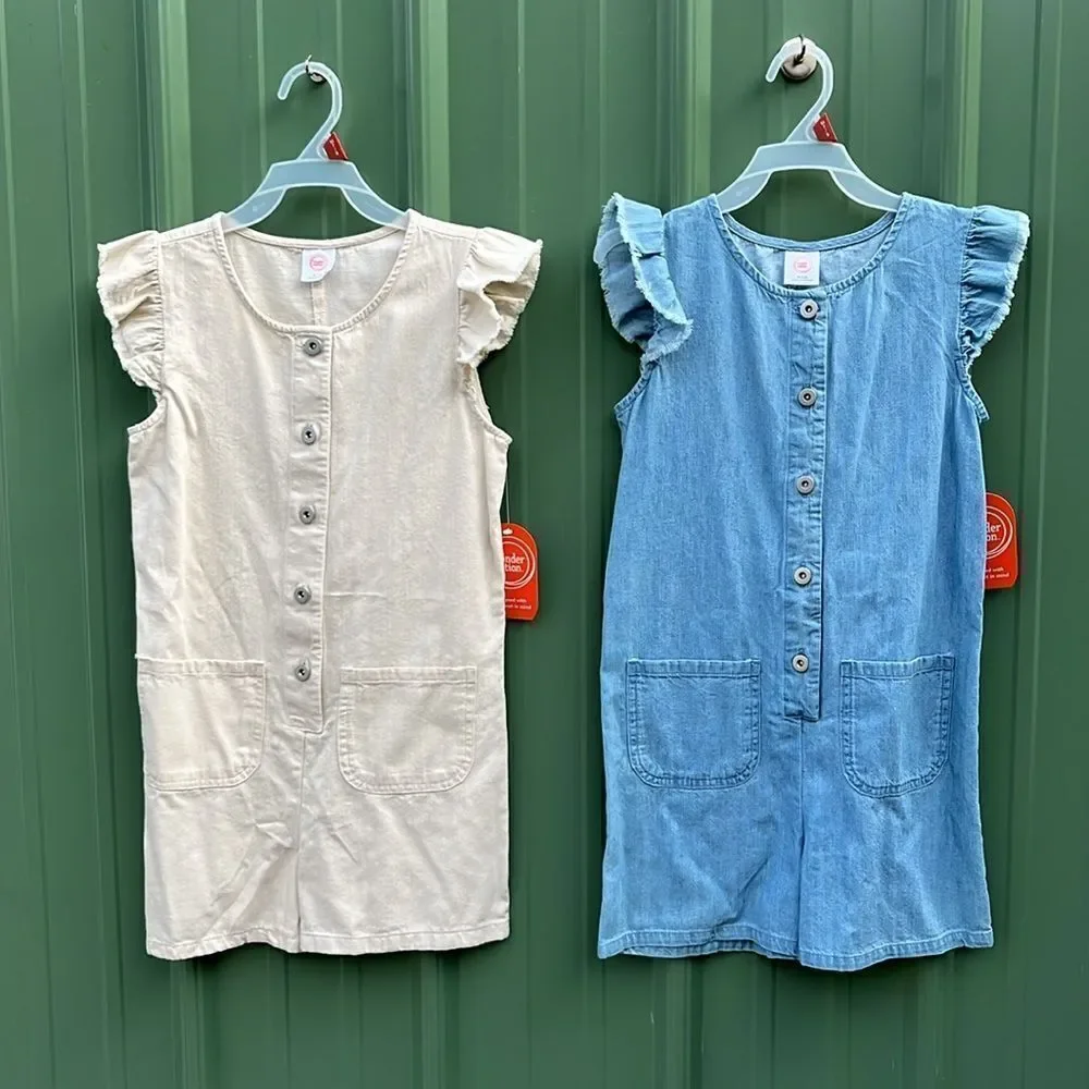 Girls T-Shirts Shorts & Denim Rompers 8-Piece Summer Bundle Size M